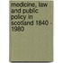 Medicine, Law And Public Policy In Scotland 1840 - 1980