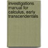 Investigations Manual For Calculus, Early Transcendentals