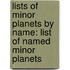 Lists Of Minor Planets By Name: List Of Named Minor Planets