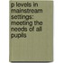 P Levels In Mainstream Settings: Meeting The Needs Of All Pupils