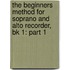 The Beginners Method For Soprano And Alto Recorder, Bk 1: Part 1