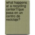 What Happens at a Recycling Center?/Que Pasa En Un Centro de Reciclaje?