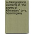 Autobiographical Elements In "The Snows Of Kilimanjaro" By E. Hemmingway