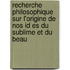 Recherche Philosophique Sur L'Origine De Nos Id Es Du Sublime Et Du Beau