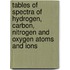 Tables Of Spectra Of Hydrogen, Carbon, Nitrogen And Oxygen Atoms And Ions