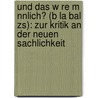 Und Das W Re M Nnlich? (B La Bal Zs): Zur Kritik An Der Neuen Sachlichkeit by Tino Wiesinger