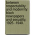 Between Respectability And Modernity: Black Newspapers And Sexuality, 1925--1940.