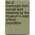 List Of Mammals From Somali-Land Obtained By The Museum's East African Expedition