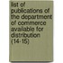 List Of Publications Of The Department Of Commerce Available For Distribution (14-15)