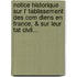 Notice Historique Sur L' Tablissement Des Com Diens En France, & Sur Leur Tat Civil...