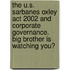 The U.S. Sarbanes Oxley Act 2002 And Corporate Governance. Big Brother Is Watching You?