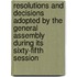 Resolutions And Decisions Adopted By The General Assembly During Its Sixty-Fifth Session