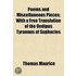 Poems And Miscellaneous Pieces; With A Free Translation Of The Oedipus Tyrannus Of Sophocles