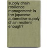 Supply Chain Resilience Management: Is The Japanese Automotive Supply Chain Resilient Enough? by Wladimir Wiegel