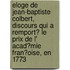 Eloge De Jean-Baptiste Colbert, Discours Qui A Remport? Le Prix De L' Acad?Mie Fran?Oise, En 1773