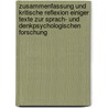 Zusammenfassung Und Kritische Reflexion Einiger Texte Zur Sprach- Und Denkpsychologischen Forschung door Martin Nahlik