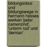 Bildungsideal Und Bildungswege In Hermann Hesses Werken 'Peter Camenzind', 'Unterm Rad' Und 'Demian'