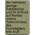 Die Memoiren George Manolescus Und Ihr Einfluss Auf Thomas Manns "Bekenntnisse Des Hochstaplers Felix Krull"