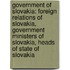 Government Of Slovakia: Foreign Relations Of Slovakia, Government Ministers Of Slovakia, Heads Of State Of Slovakia