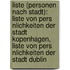 Liste (Personen Nach Stadt): Liste Von Pers Nlichkeiten Der Stadt Kopenhagen, Liste Von Pers Nlichkeiten Der Stadt Dublin