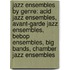 Jazz Ensembles By Genre: Acid Jazz Ensembles, Avant-Garde Jazz Ensembles, Bebop Ensembles, Big Bands, Chamber Jazz Ensembles