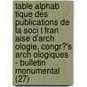 Table Alphab Tique Des Publications De La Soci T Fran Aise D'Arch Ologie, Congr?'s Arch Ologiques - Bulletin Monumental (27) by Societe Francaise D'Archeologie