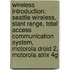 Wireless Introduction: Seattle Wireless, Slant Range, Total Access Communication System, Motorola Droid 2, Motorola Atrix 4G