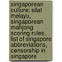 Singaporean Culture: Silat Melayu, Singaporean Mahjong Scoring Rules, List Of Singapore Abbreviations, Censorship In Singapore
