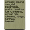 Almonds: Almond, Amygdalin, Blancmange, Praline, Marzipan, Turr N, Amaretto, Almond Milk, Toblerone, Nougat, Horchata, Bakewell door Source Wikipedia