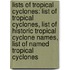 Lists Of Tropical Cyclones: List Of Tropical Cyclones, List Of Historic Tropical Cyclone Names, List Of Named Tropical Cyclones