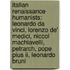 Italian Renaissance Humanists: Leonardo Da Vinci, Lorenzo De' Medici, Niccol Machiavelli, Petrarch, Pope Pius Ii, Leonardo Bruni