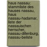 Haus Nassau: Stammliste Des Hauses Nassau, Haus Nassau-Hadamar, Liste Der Nassauischen Herrscher, Nassau-Dillenburg, Nassau-Beilste by Quelle Wikipedia