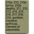 210s: 210, 210s Births, 210s Deaths, 211, 212, 213, 214, 215, 216, 217, 218, 219, Aurelian, Claudius Gothicus, Clement Of Alexandria