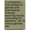 A Comparison And Contrast Of German And International Financial Reporting Issues. Accounting For Pensions - Ias 19 Versus German Law by Stefan Tzschentke