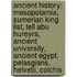 Ancient History: Mesopotamia, Sumerian King List, Tell Abu Hureyra, Ancient University, Ancient Egypt, Pelasgians, Helvetii, Colchis