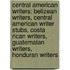 Central American Writers: Belizean Writers, Central American Writer Stubs, Costa Rican Writers, Guatemalan Writers, Honduran Writers