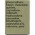 Phenol Ethers: Heroin, Mescaline, Quinine, Oxycodone, Sildenafil, Hydrocodone, Paroxetine, Trimethoprim, Coenzyme Q10, Naloxone, Pent