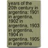 Years Of The 20th Century In Argentina: 1901 In Argentina, 1902 In Argentina, 1903 In Argentina, 1904 In Argentina, 1905 In Argentina