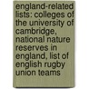 England-Related Lists: Colleges Of The University Of Cambridge, National Nature Reserves In England, List Of English Rugby Union Teams door Source Wikipedia