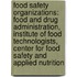 Food Safety Organizations: Food And Drug Administration, Institute Of Food Technologists, Center For Food Safety And Applied Nutrition