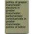 Politics Of Greater Manchester: Elections In Greater Manchester, Parliamentary Constituencies In Greater Manchester, Politics Of Bolton