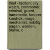 Thief - Faction: City Watch, Commoner, Criminal, Guard, Hammerite, Keeper, Kurshok, Mage, Mechanist, Nobility, Pagan, Warden, Blaine, C door Source Wikia