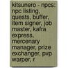 Kitsunero - Npcs: Npc Listing, Quests, Buffer, Item Signer, Job Master, Kafra Express, Mercenary Manager, Prize Exchanger, Pvp Warper, R door Source Wikia