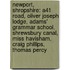 Newport, Shropshire: A41 Road, Oliver Joseph Lodge, Adams' Grammar School, Shrewsbury Canal, Miss Havisham, Craig Phillips, Thomas Percy