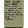 Roblox - Players: 07Ers, 08Ers, 09Ers, Admin, Developers, Male Roblox Players, Moderators, Rank, Dued1, Fleskhjerta, Patacorow, Robloxpo door Source Wikia