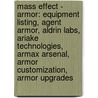 Mass Effect - Armor: Equipment Listing, Agent Armor, Aldrin Labs, Ariake Technologies, Armax Arsenal, Armor Customization, Armor Upgrades by Source Wikia