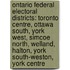 Ontario Federal Electoral Districts: Toronto Centre, Ottawa South, York West, Simcoe North, Welland, Halton, York South-Weston, York Centre