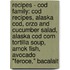 Recipes - Cod Family: Cod Recipes, Alaska Cod, Orzo And Cucumber Salad, Alaska Cod Corn Tortilla Soup, Amok Fish, Avocado "Feroce," Bacalait