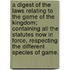 A Digest Of The Laws Relating To The Game Of The Kingdom; Containing All The Statutes Now In Force, Respecting The Different Species Of Game.