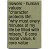 Nswers - Human Values: "Character Protects Life', "Why Must Every Minutes Of My Life Be Filled With Misery," 6 Core Moral Value, 6 Core Value door Source Wikia